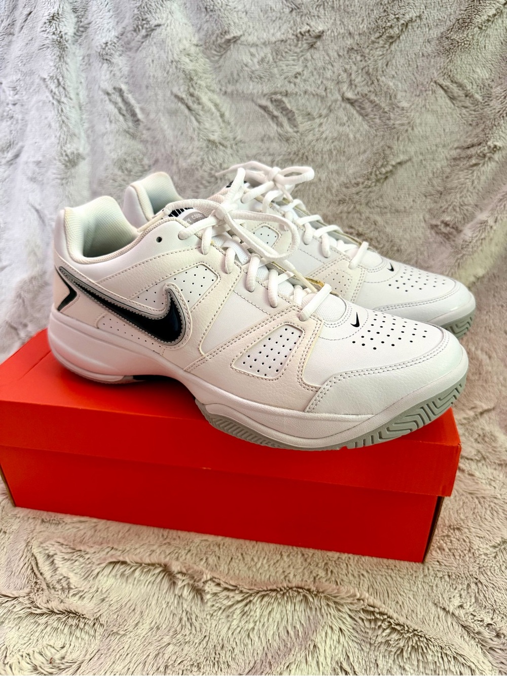 Nike White Sneakers with Black Swoosh